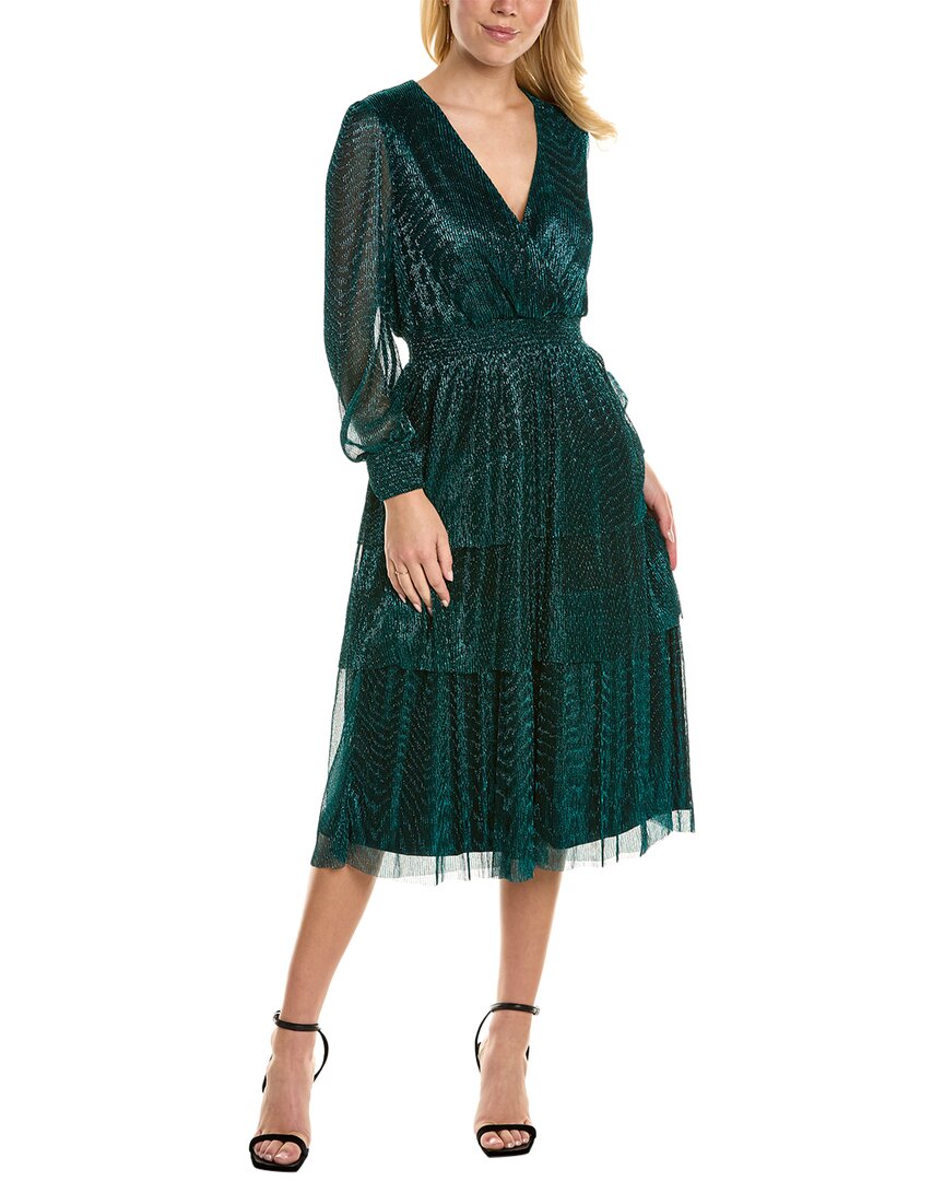 Opt O.p.t. Shimmer Midi Dress In Green