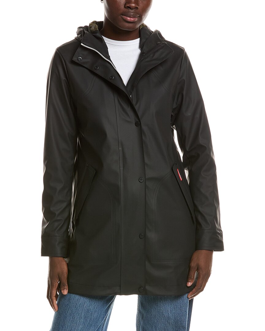 Hunter Acacia Rubberized Mid Length Rain Jacket In Black