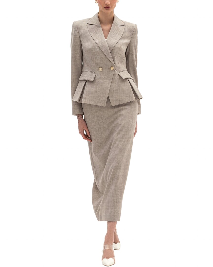 Bgl 2pc Wool Jacket & Skirt Set In Beige