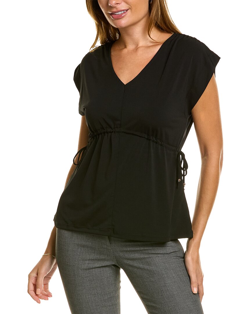 Shop Ellen Tracy Drawstring Top In Black