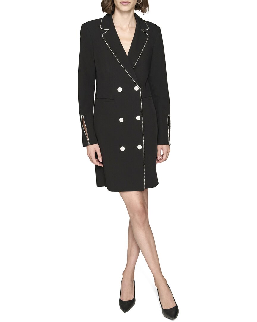 Karl Lagerfeld Button Front Crepe Dress In Black