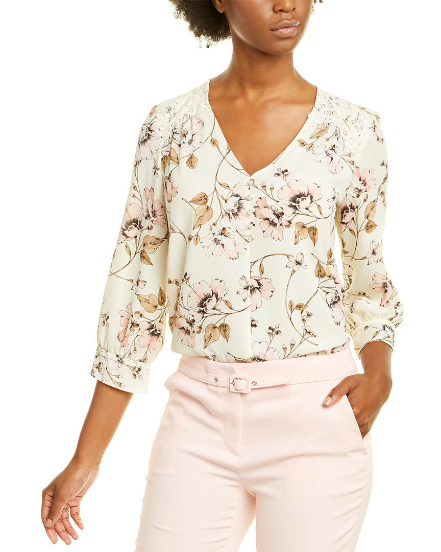 Image of KARL LAGERFELD Lace Shoulder Blouse