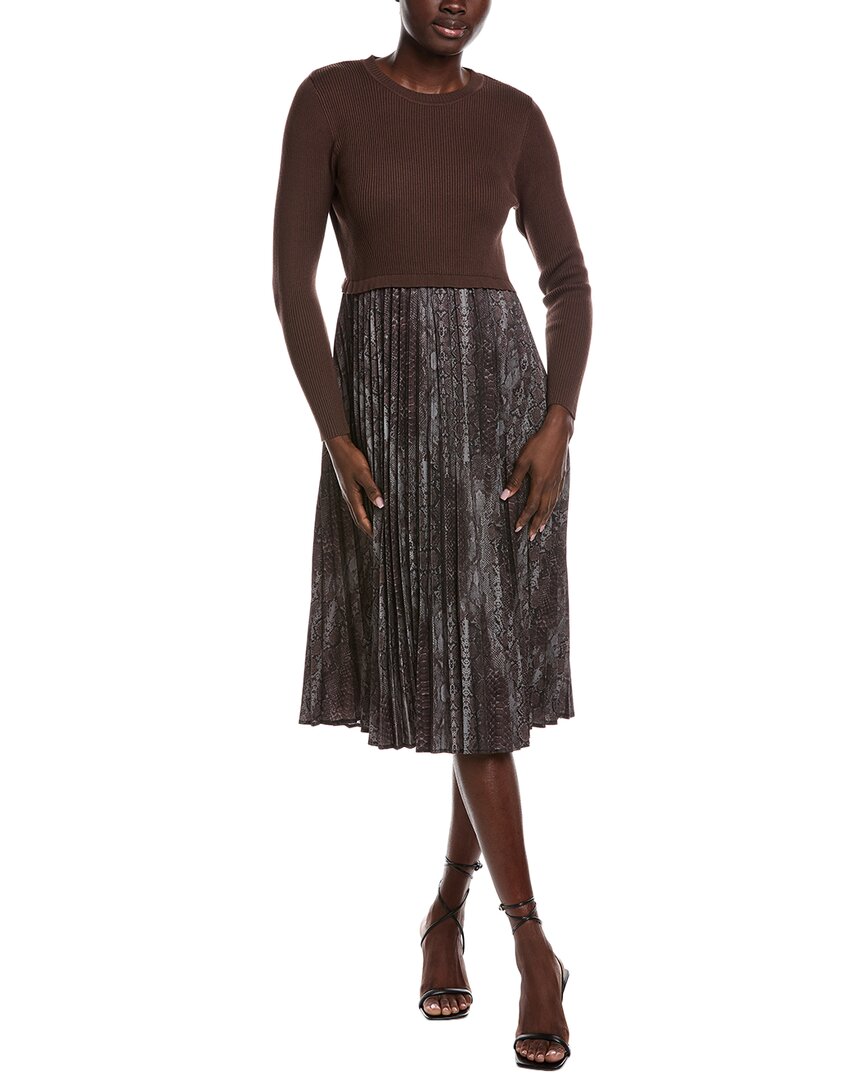 Nanette Lepore Pleated Midi Dress In Brown