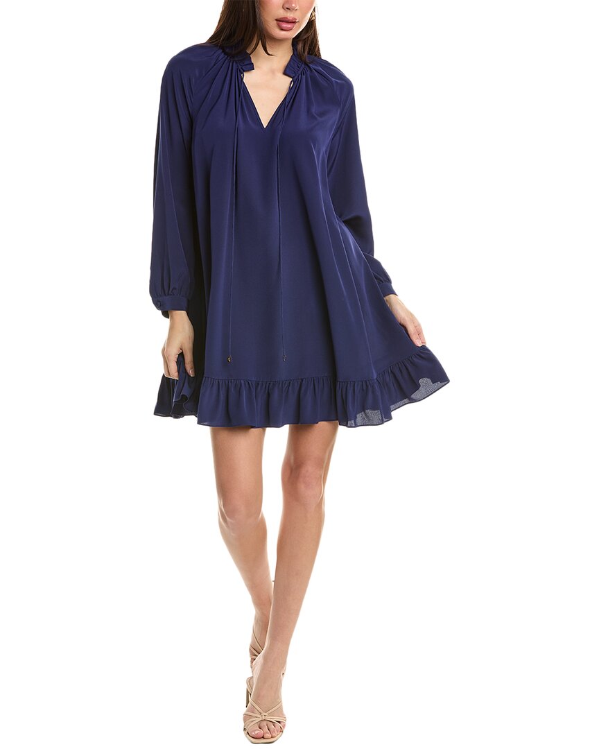 Shop Flora Bea Nyc Kadence Silk Shift Dress In Blue