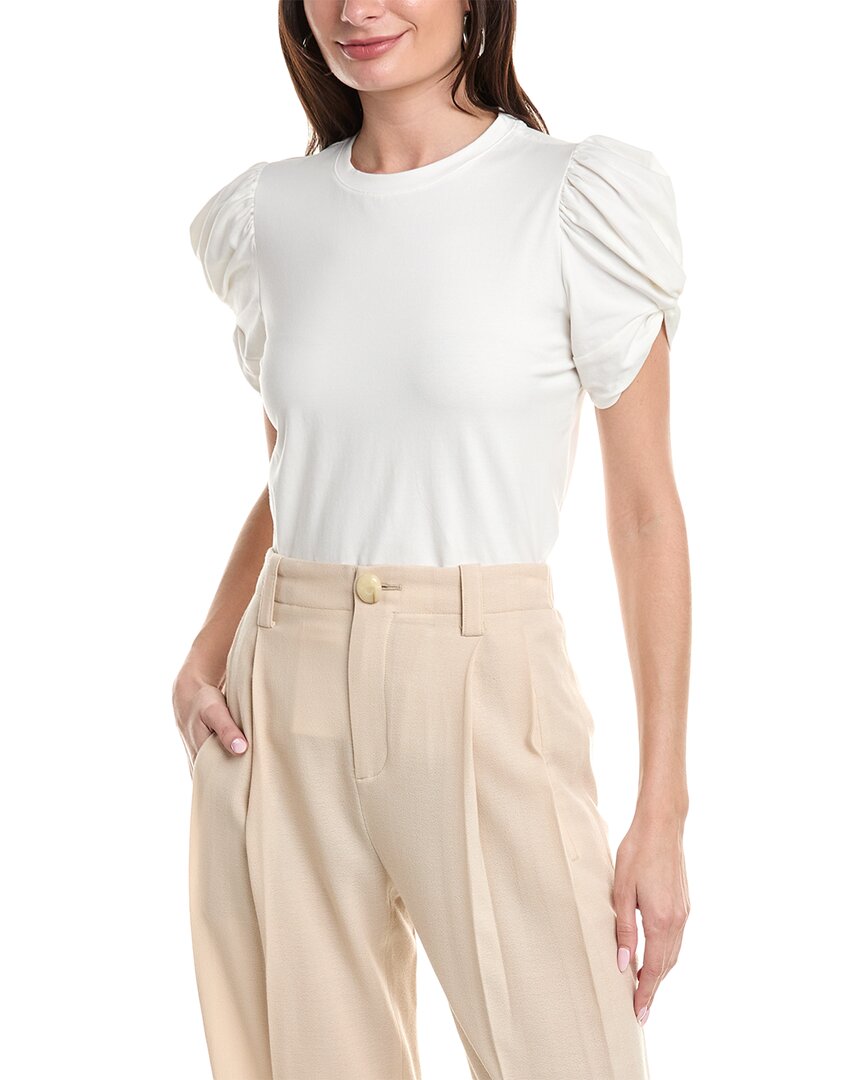 Shop Anne Klein Twisted Puff Sleeve Top In White