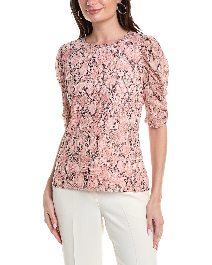 Shop Anne Klein Ruched Sleeve Top In Pink