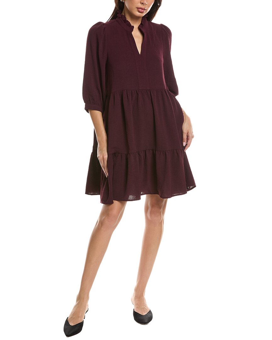 Maison Maar 3/4-sleeve Mini Dress In Burgundy