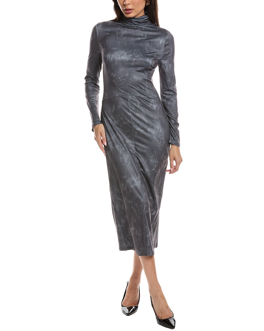 Maison Maar Long Sleeve Midi Dress In Blue