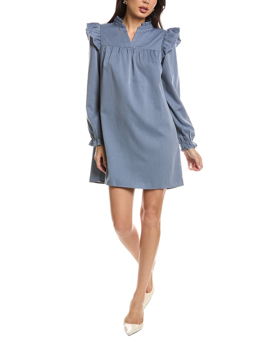 Maison Maar Long Sleeve Mini Dress In Blue