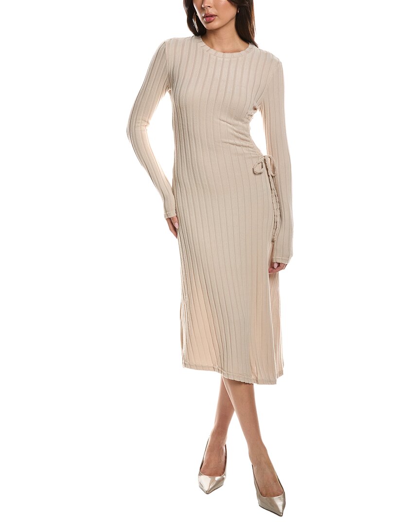 Maison Maar Long Sleeve Midi Dress In Neutral