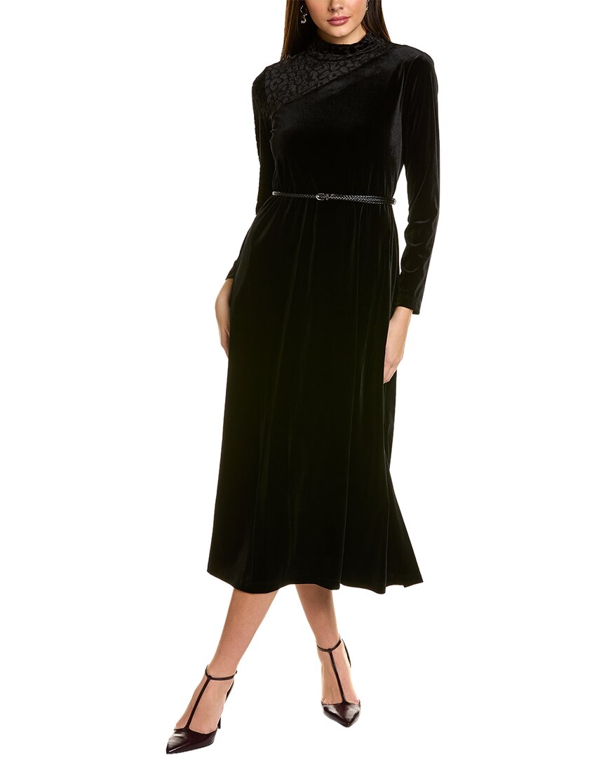 Shop Anne Klein Burnout Velvet Midi Dress In Black