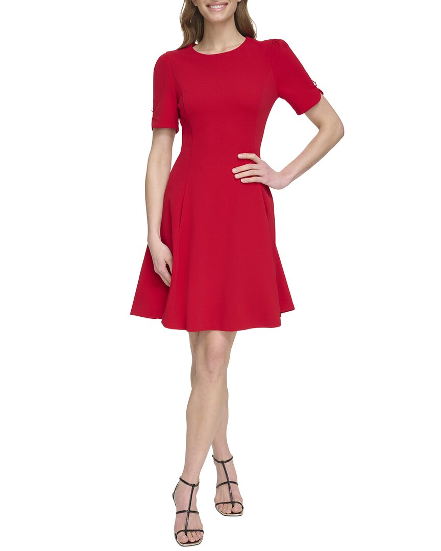 Dkny Fit & Flare Dress In Red