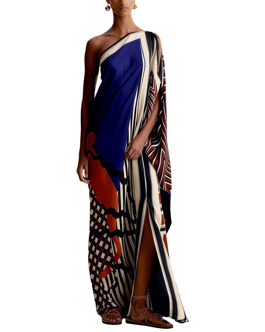 Oloey One-shoulder Maxi Dress In Multicolor