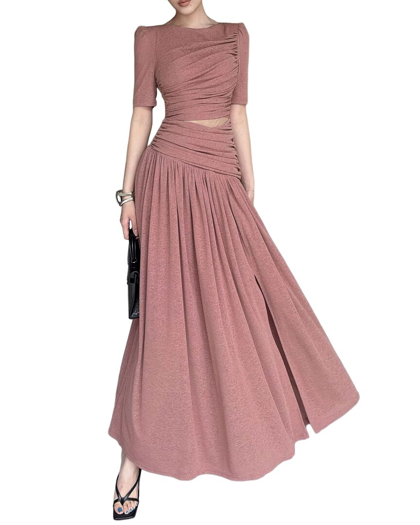 Burryco Short Sleeve Solid Maxi Dress In Pink