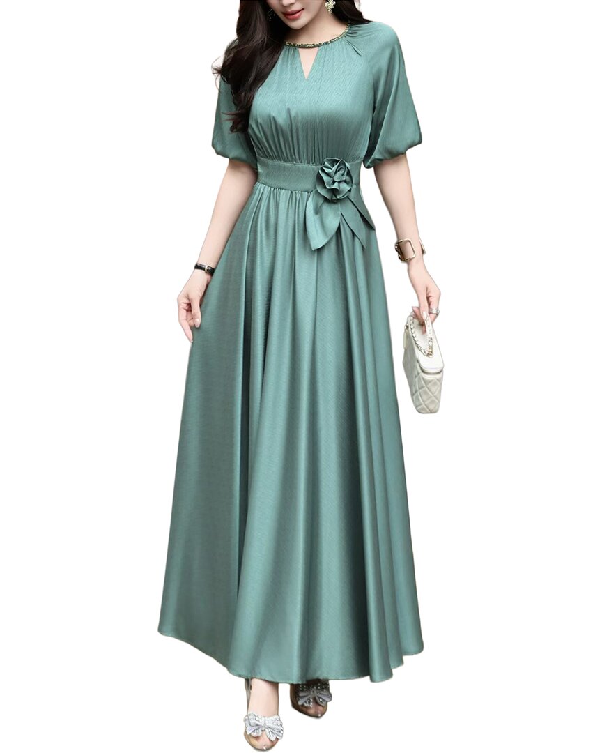 Burryco Short Sleeve Solid Maxi Dress In Green