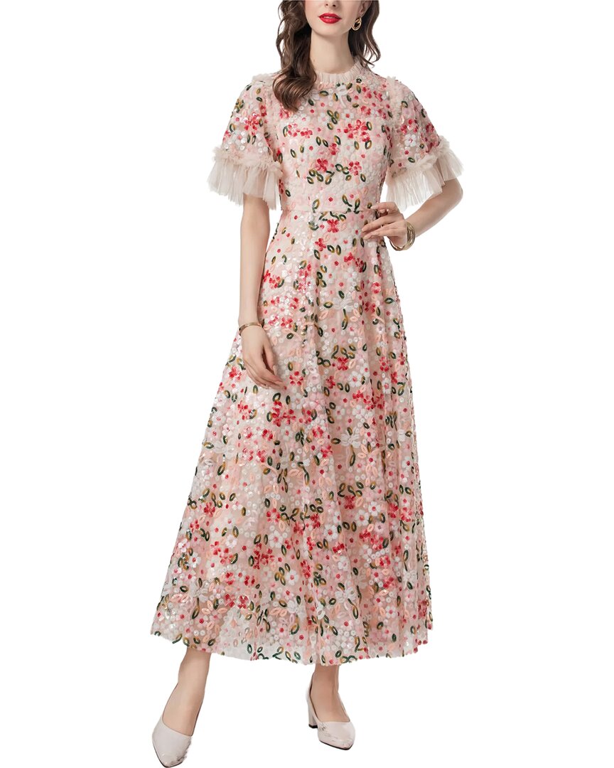 Burryco Short Sleeve Maxi Dress In Apricot