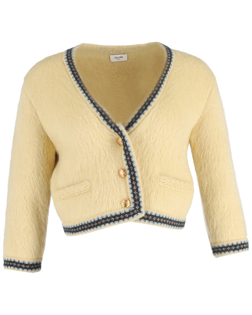 Celine Cropped Cardigan In Gold
