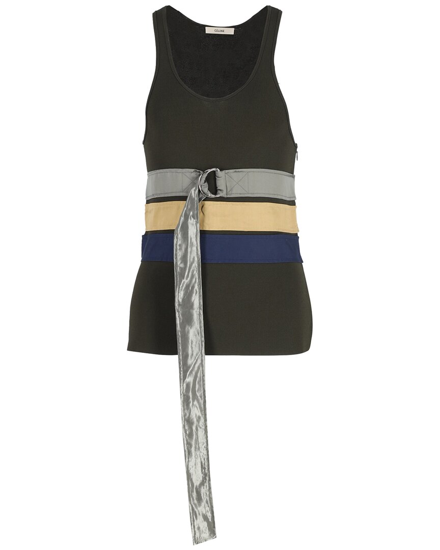 Celine Knitted Belted Tank Top In Black