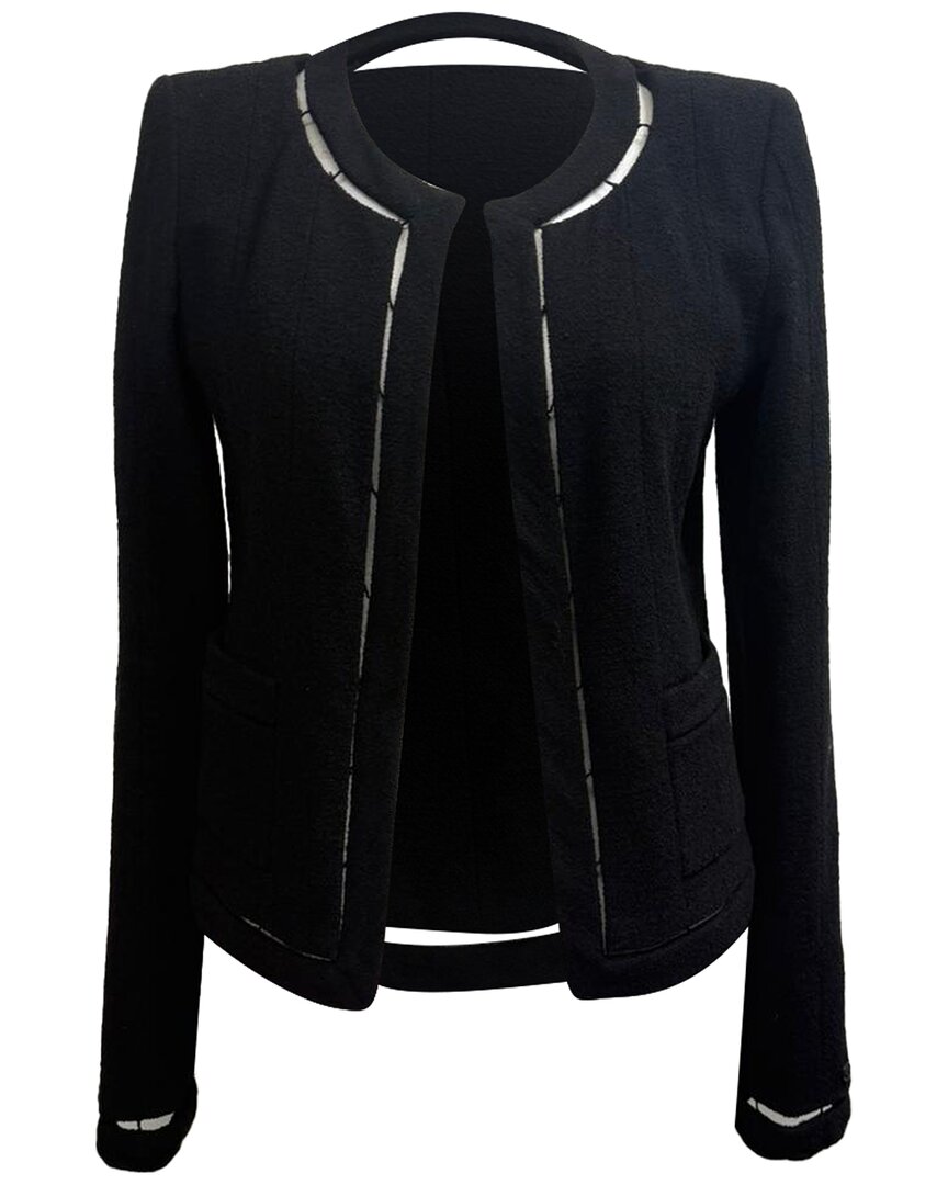 Pre-owned Chanel Tweed Cutout Accent Open Blazer
