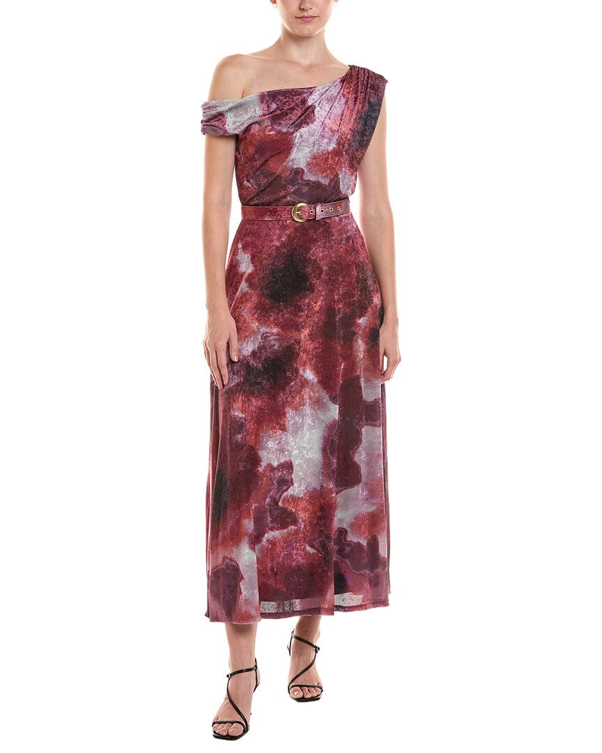 Taylor One Shoulder Midi Dress In Red