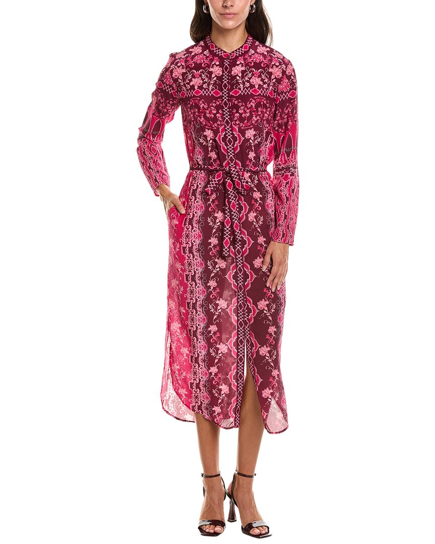 Saloni Silk Floral Shirtdress In Purple