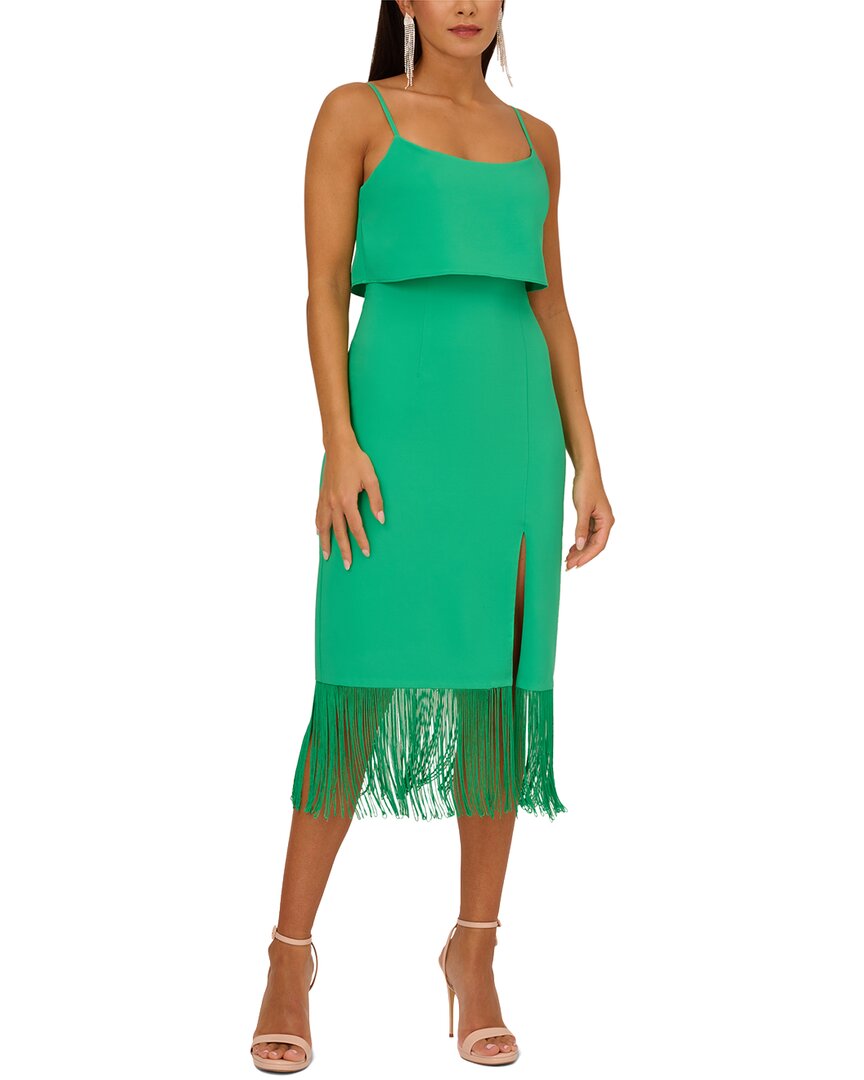 Adrianna Eve Crepe Midi Dress In Green