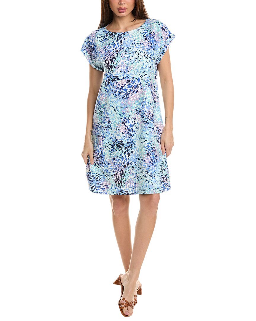 Shop Jones New York Linen-blend T-shirt Dress In Blue