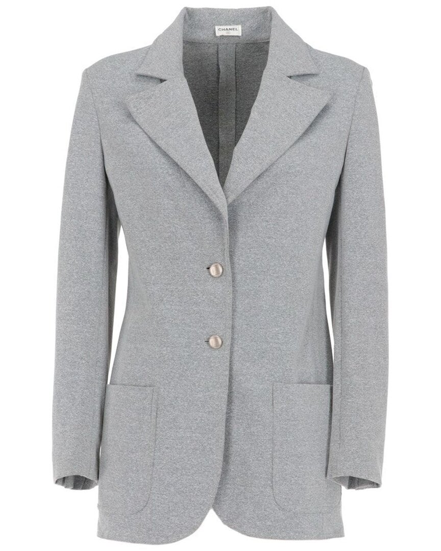 Chanel Y2k Stretch Fabric Jacket In Gray