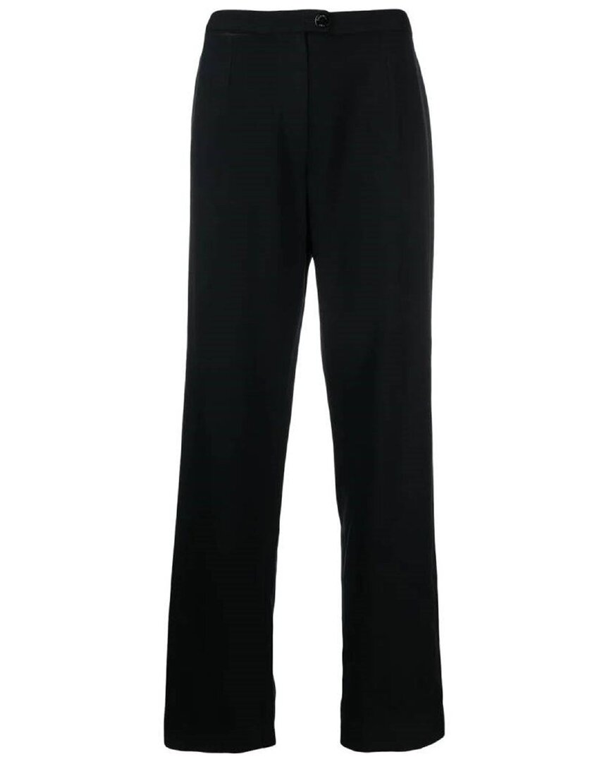 Chanel Y2k Wool Straight-leg Trousers In Black
