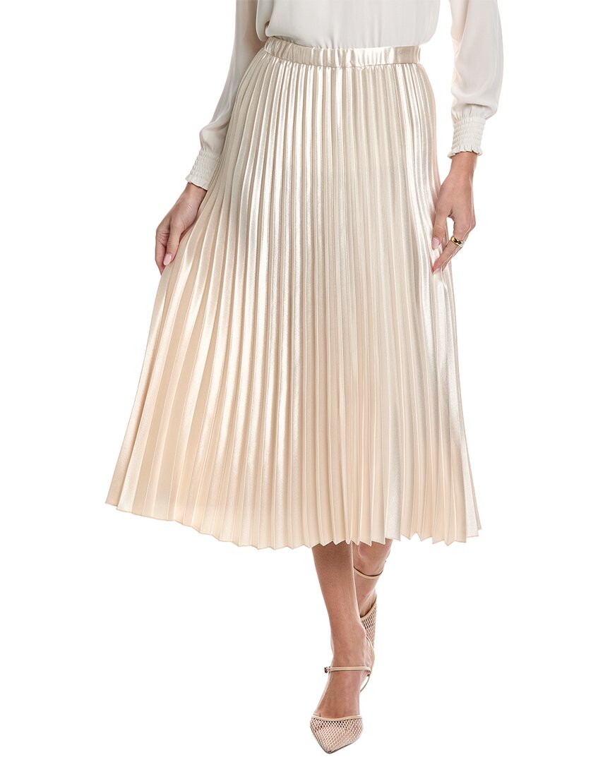 Anne Klein Pleated Midi Skirt In White