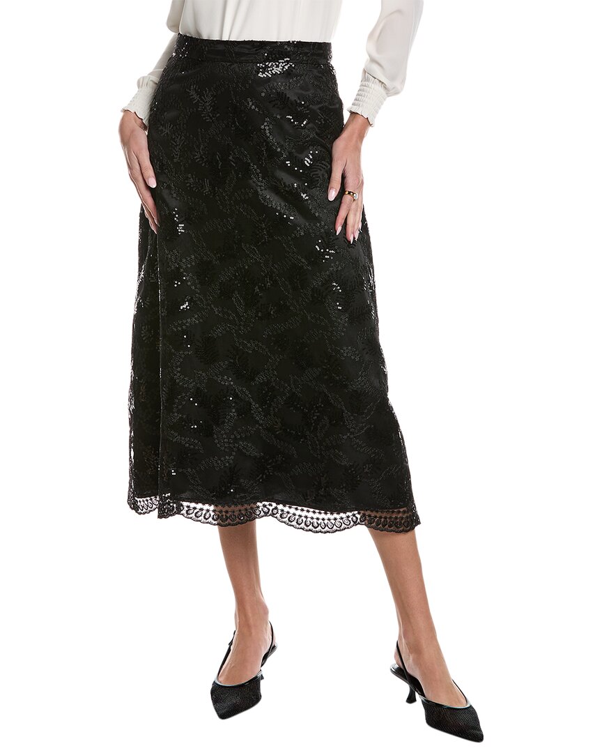 Shop Anne Klein Sequin Mesh A-line Skirt In Black