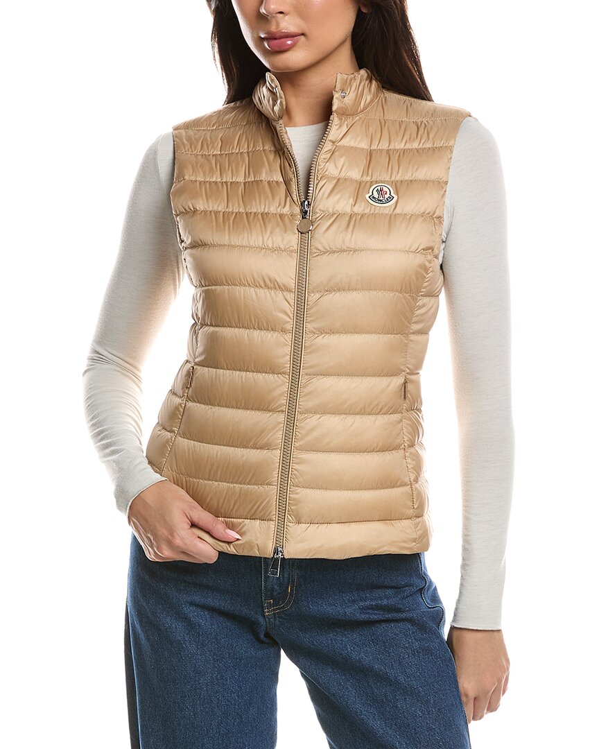 Moncler Down Vest In Brown