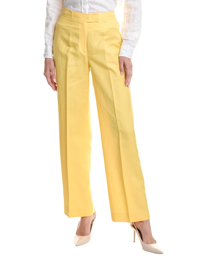 Shop Anne Klein High-rise Linen-blend Wide Leg Pant In Yellow