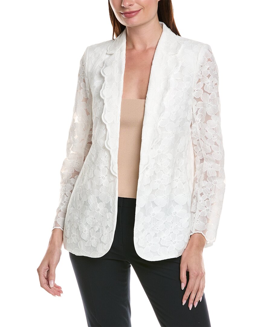 Shop Anne Klein Scalloped Jacket In White
