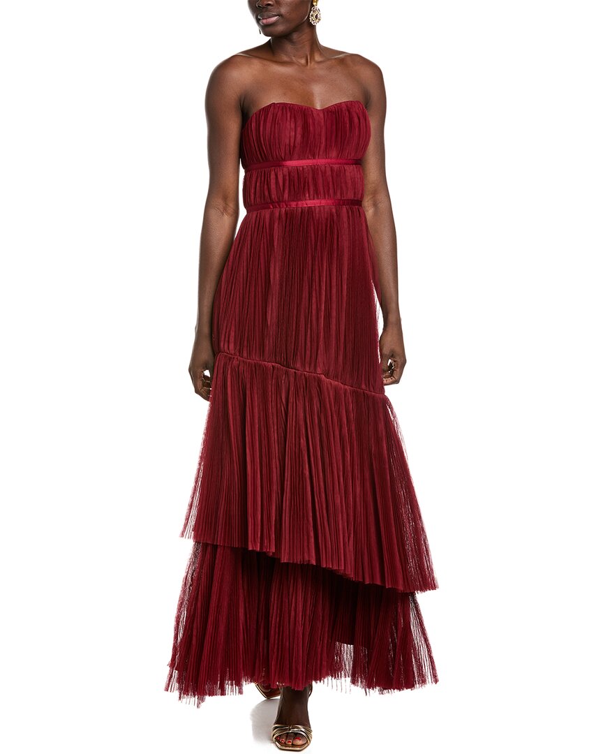 Hutch Renza Strapless Tulle Gown In Red