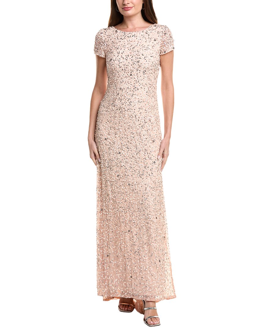 Adrianna Papell Sequin Maxi Dress In Pink