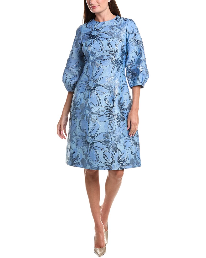 Teri Jon By Rickie Freeman Jacquard Sheath Dress In Blue