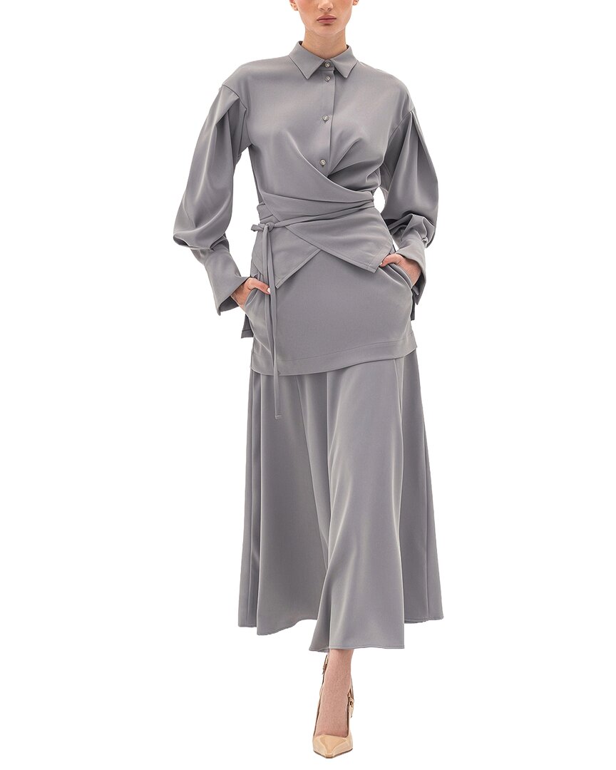 Bgl 2pc Blouse & Skirt Set In Gray