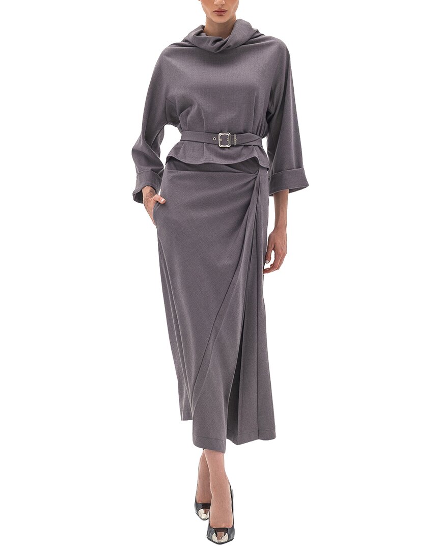 Bgl 2pc Blouse & Skirt Set In Gray