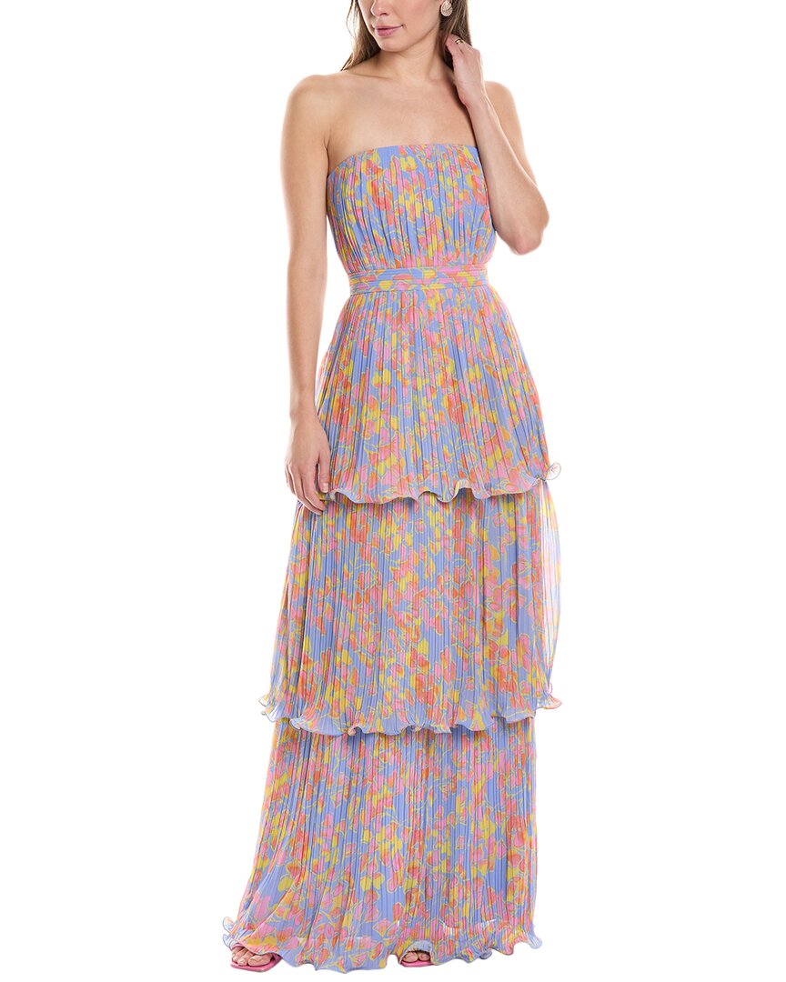 Amur Laine Tiered Gown In Blue