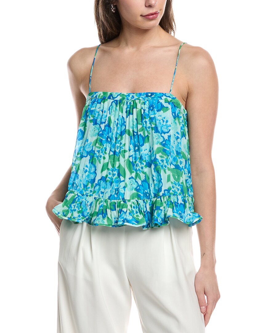 Amur Kersten Pleated Top In Garden Blues In Blue