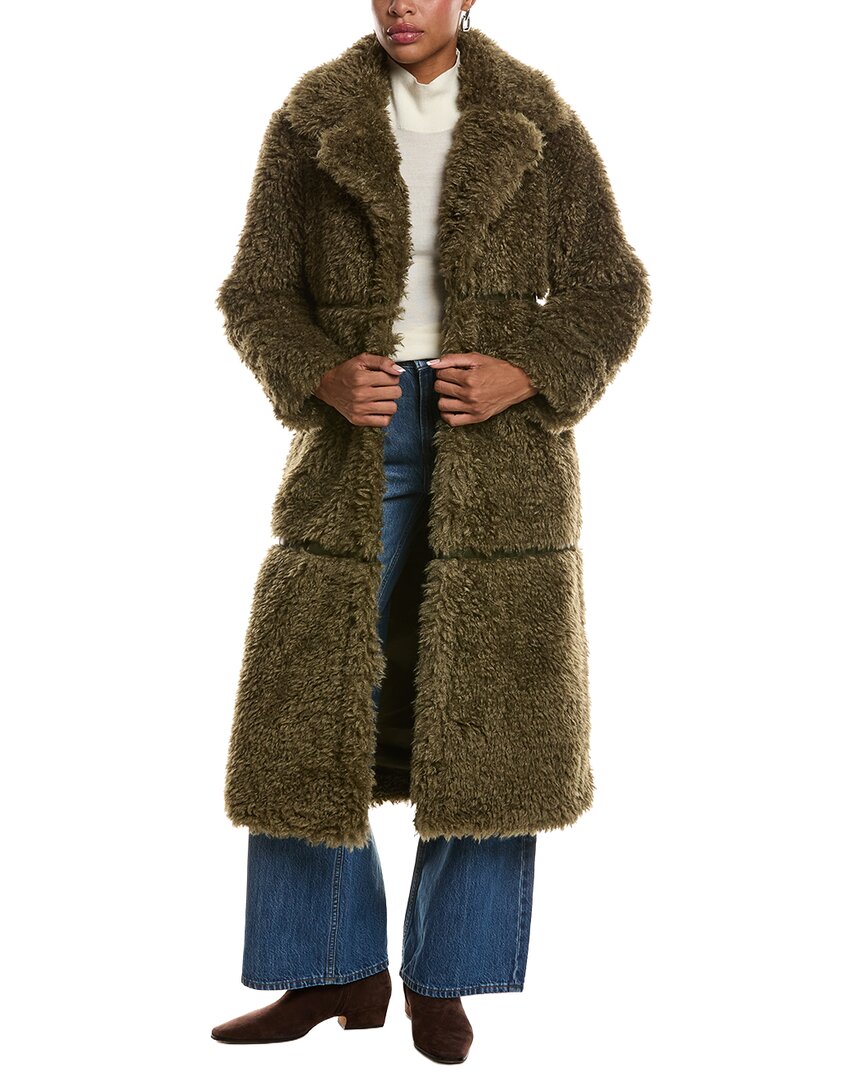 Ellen Tracy Longline Curly Jacket In Brown