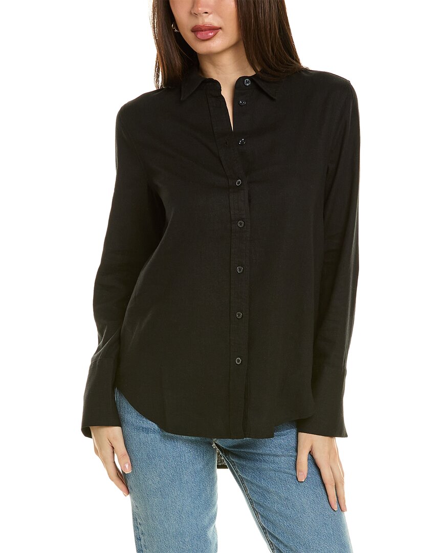 Shop Ellen Tracy Linen-blend Shirt In Black