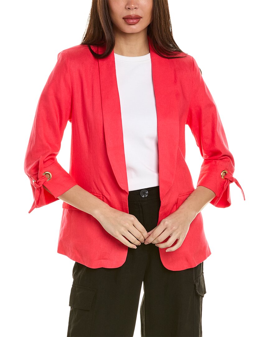 Shop Ellen Tracy Shawl Lapel Linen-blend Blazer In Pink