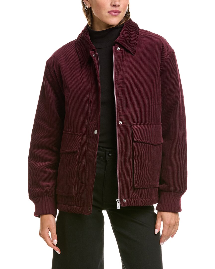 Scotch & Soda Bente Corduroy Padded Boyfriend Trucker Jacket In Burgundy