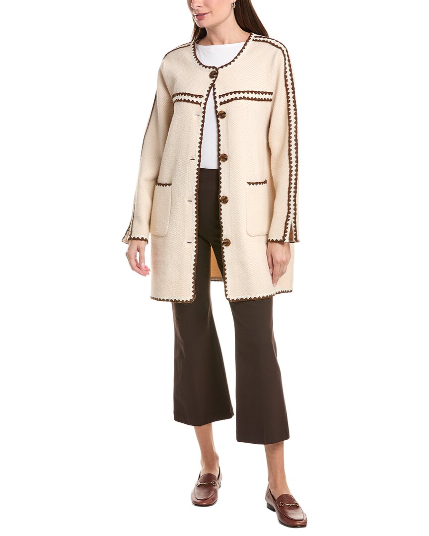 Nvlt Mid Length Herringbone Mink Eyelash Coat In Yellow