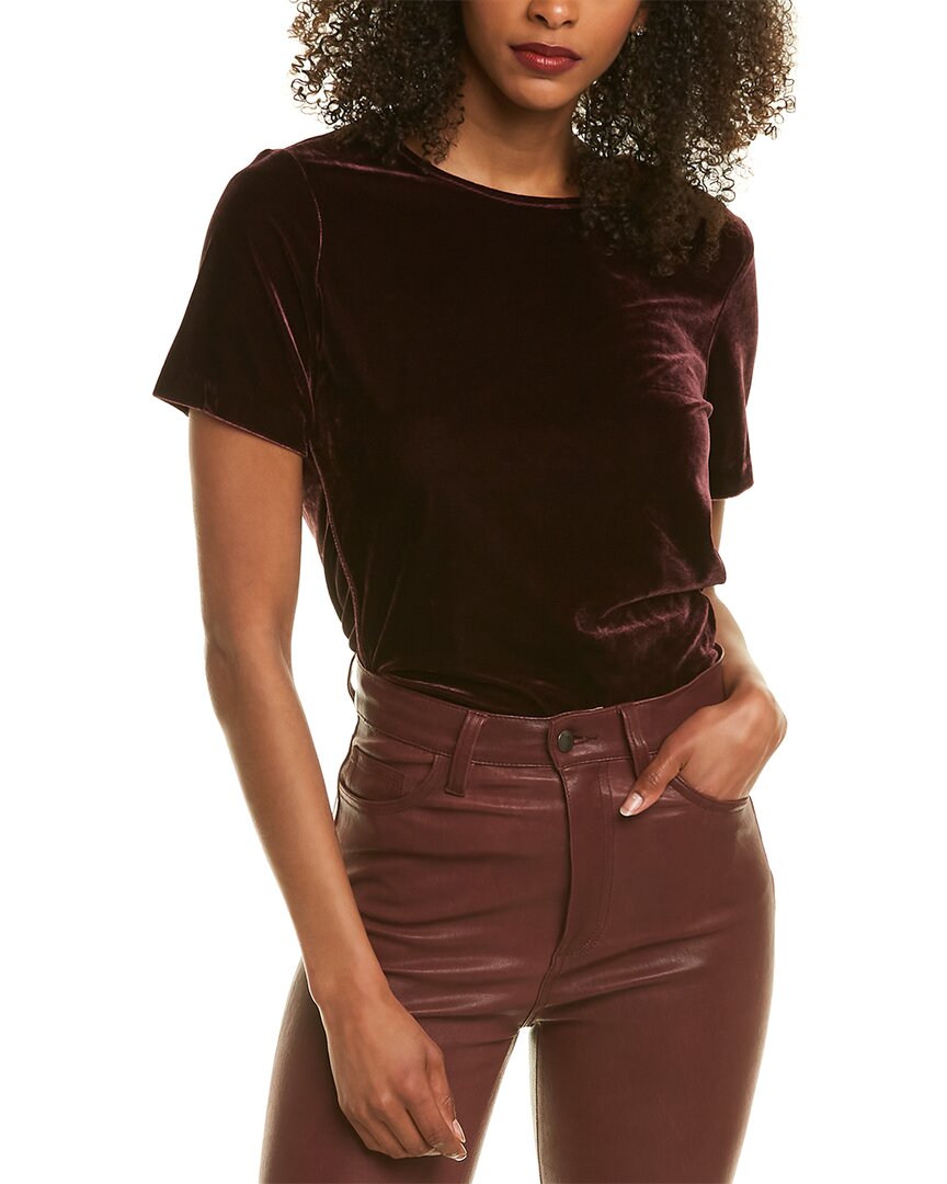 Image of Donna Karan Velvet Seamed T-Shirt