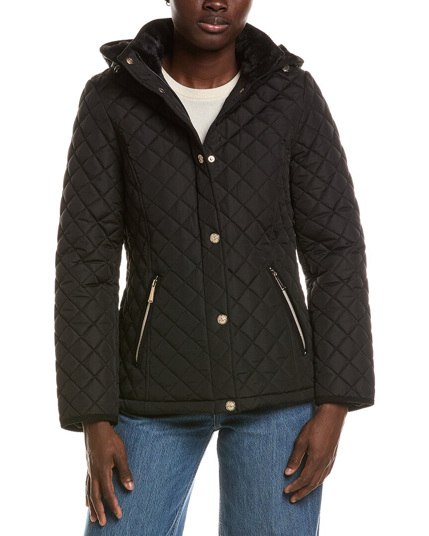 Laundry By Shelli Segal Snowchic Diamond Quilt Jacket In Black