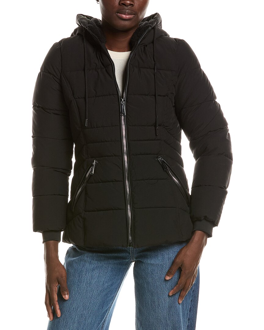 Laundry By Shelli Segal Stretch Fabric Coat In Black