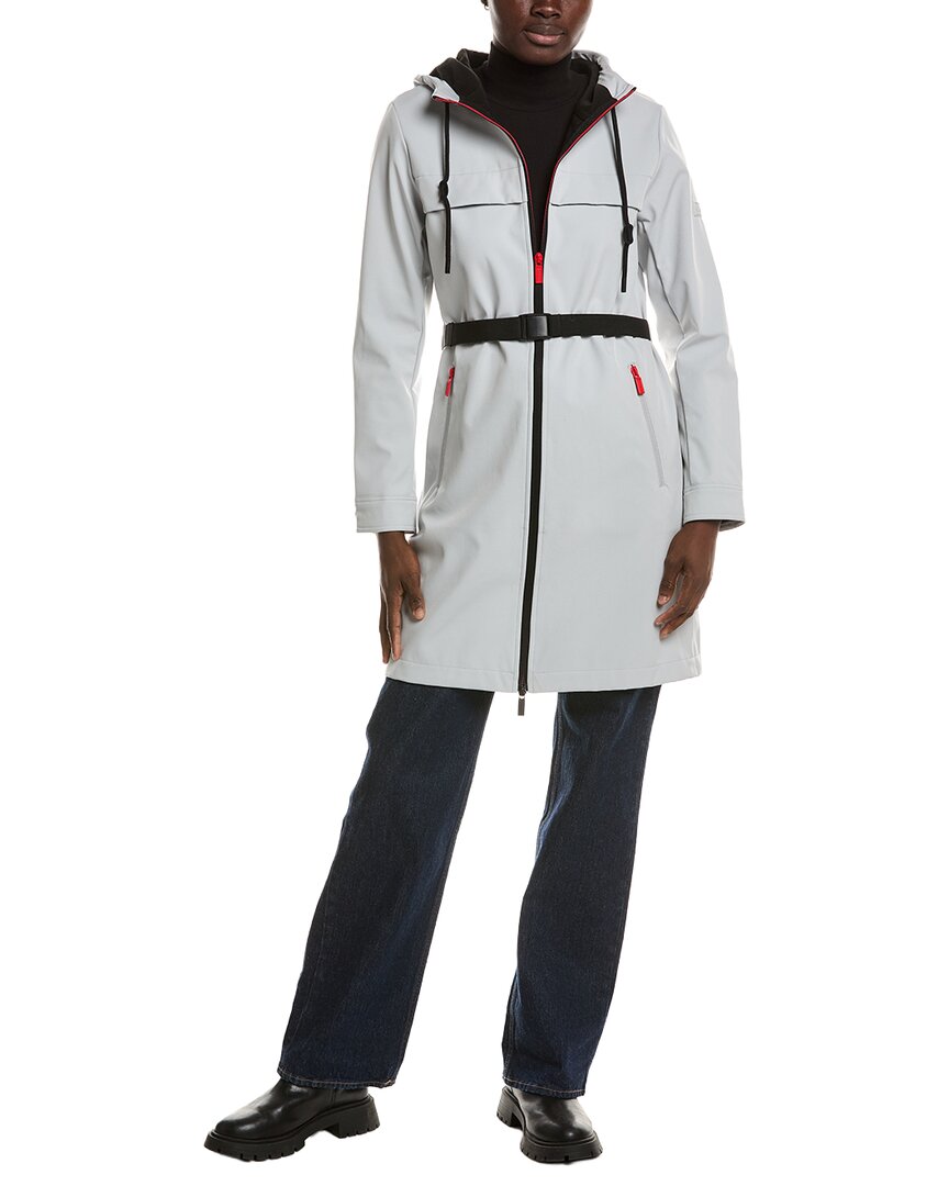 Hunter Reina Softshell Mid-length Novelty Belt Coat In Grey